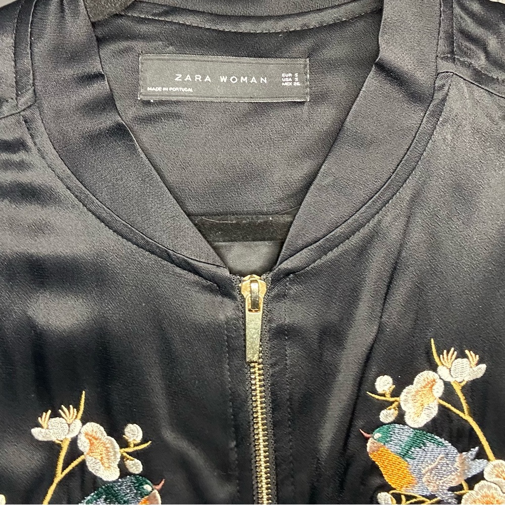 Zara Satin Bird Bomber Jacket - Picture 3 of 4
